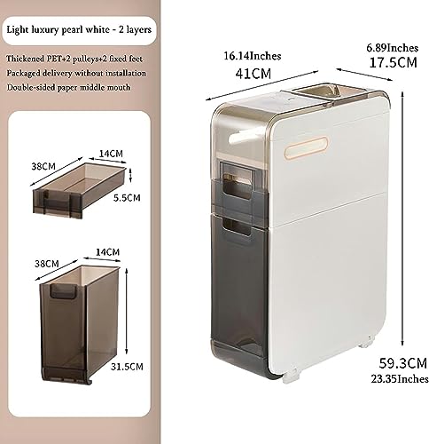 OPSREY Bathroom Floor Storage Cabinet With Transparent Drawers narrow Slender And Tall Movable Towel Storage Rack Side Independent Rolling Device