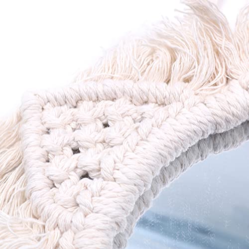 Tiardey Hanging Wall Mirror with Boho Fringe Round Decorative Mirror for Apartment Living Room Bedroom Home Decor-Cat Style