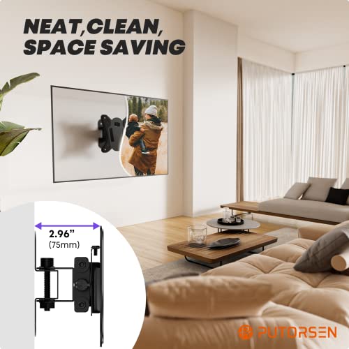 PUTORSEN 13-32 inch TV Wall Bracket, Tilt Swivel Wall TV bracket for LCD LED Screens and Monitors, TV Monitor Wall Mount with VESA 75x75mm and 10