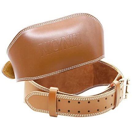 Mairhie Leather Weight Lifting Belt, 6" Padded Back Support Belt for Men Women, 5mm Thick Gym Belts for Weightlifting Deadlift Powerlifting Worko