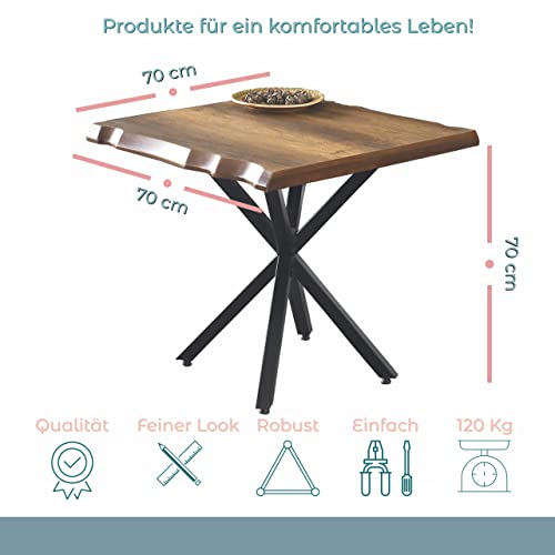 Generisch Dining Room Table Wood Metal Legs Vintage 80 x 80 cm