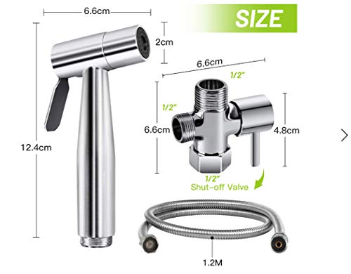 DJROLL Handheld Bidet Sprayer for Toilet, Spray Attachment with Hose for Feminine Wash, Baby Cloth Diaper Washer, Stainless Steel Cleaner and Sho