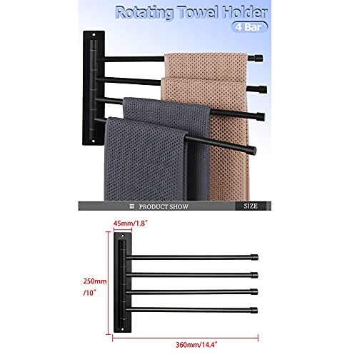 HIGOH Towel Racks,Towel Holder Towel Rail for Bathroom, 1Pcs Bathroom Hand Towel Holder, Rotating Towel Holder, Wall Mounted Towel Hanger, Stainl