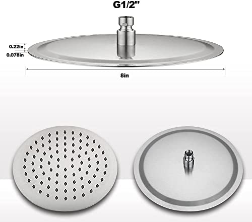 Derpras Round Rain Shower Head, 304 Stainless Steel, Ultra Thin Powerful High Pressure Top Spray Bathroom Rainfall Showerhead(Brushed Nickel) (8