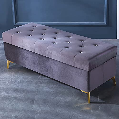 Luxurious Crystal Button Storage Bench,Velvet Upholstered End of Bed Bench,Modern Decoration Furniture Living Room Footrest Entryway Shoe Bench-D