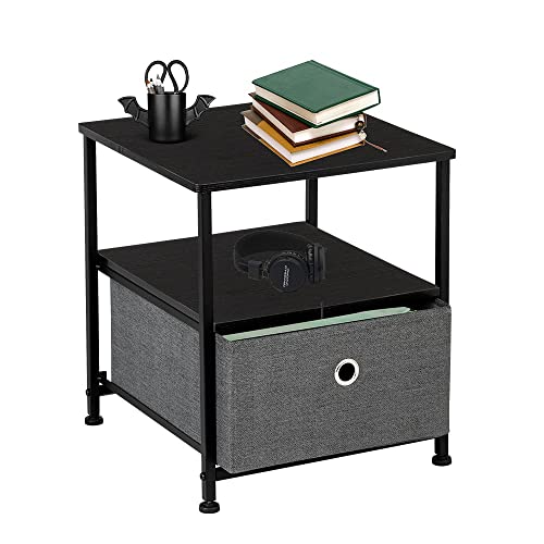 N/A 1 Drawer Nightstand Bedside Jewelry Organizer Makeup Storage Box Cabinet Container Drawer Organizer for Home Bedroom Furniture