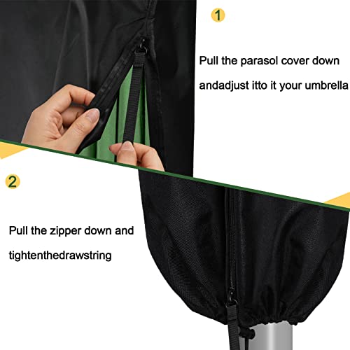 Ezilif Parasol Cover, 420D Oxford Parasol Covers Waterproof/Windproof/Anti-UV, Parasol Covers Fit for 1.5-2M Garden Outdoor Umbrellas(140*25/30CM