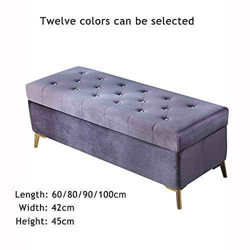 Luxurious Crystal Button Storage Bench,Velvet Upholstered End of Bed Bench,Modern Decoration Furniture Living Room Footrest Entryway Shoe Bench-D