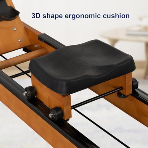 Water Rowing Machine For Home Use Foldable Rower Machine With LCD Monitor, Tablet Holder Cardio Equipment 330lbs Weight Capacity (Color : Walnut)
