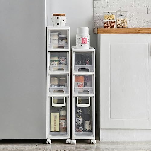 CIADAZ Small Bathroom Storage Cabinet, Toilet Paper Holder, 2/3/4 Tier Thin Toilet Vanity Cabinet, Narrow Bathroom Cabinet Organizer for Small Sp