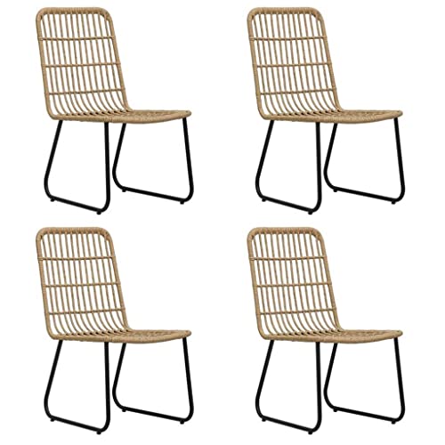 DLOETT 5 Piece Outdoor Dining Set Poly Rattan and Glass