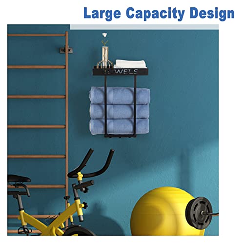 ODSNANIE Wall Mounted Towel Racks, Towel Holder for Small Bathroom Towel Drying Rack Towel-Bars, Drilling Available Towel Shelf Black Towel Stora