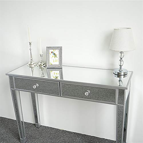 Sawandoo Mirrored Makeup Table Desk Vanity for Women with 2 Drawers