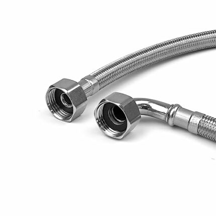 Xcel Home WRAS Approved Elbow 1/2 (90°) x 1/2 BSP x 300mm Flexible Pipe Connectors | 2 Sizes - Single Pipe | Elbowed Stainless Steel Braided Flex