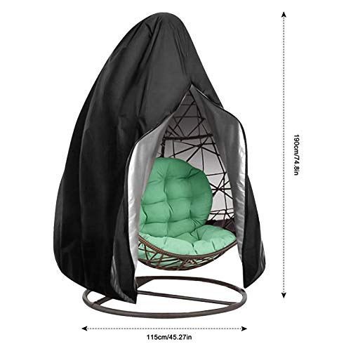 Chstarina Garden Egg Chair Cover 190 * 115cm Large Anti Dust Swing Chair Cover with Zipper and Drawsting, Oxford Waterproof Heavy Duty Chair Prot