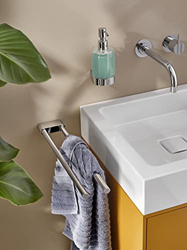 EMCO Flow Towel Rail Single Arm Wall Mounted Rigid Metal Towel Rail Bath Towel Holder for Towels Chrome