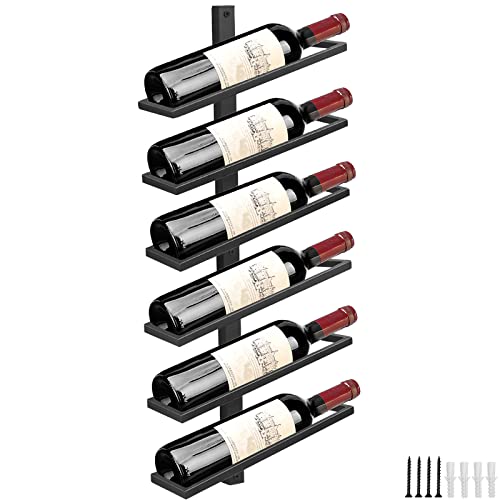 Giyiprpi Wall Wine Rack Bottle Rack for 6 Bottles, Metal Wine Rack Hanging Wall Mounted Wine Bottle Racks, Wall Shelf Wine Storage Rack for Kitch