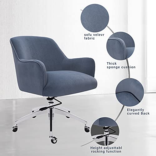 Warmiehomy Desk Chair Velvet Office Computer Chair Ergonomic Swivel Chair Executive Chair Adjustable Height Comfy Arm Chair For Home Office Livin