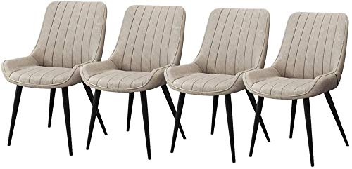 Modern Kitchen Dining Room Chairs Set Of 4 Dining Chairs Leather Soft Seat Living Room Chairs Non-Slip Metal Legs Kitchen Chairs For Reception Of