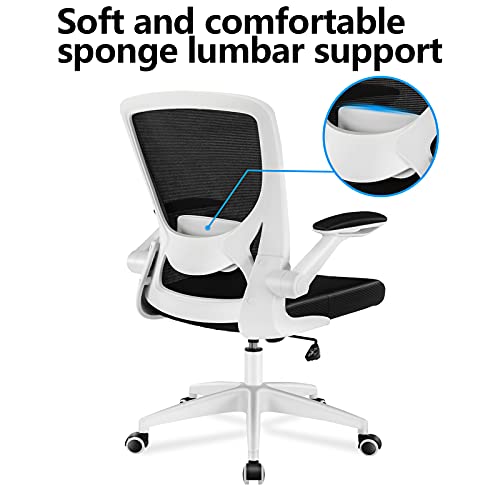 KERDOM Ergonomic Office Chair, Breathable Mesh Desk Chair, Lumbar Support Computer Chair with Wheels and Flip-up Arms, Swivel Task Chair, Adjusta