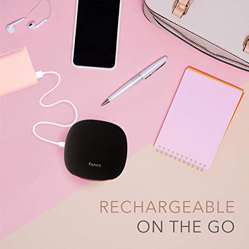 Fancii Rechargeable Compact Magnifying Mirror with Natural LED Lights, 1x/ 10x - Portable Lighted Handheld Makeup Mirror for Travel and Purses, M