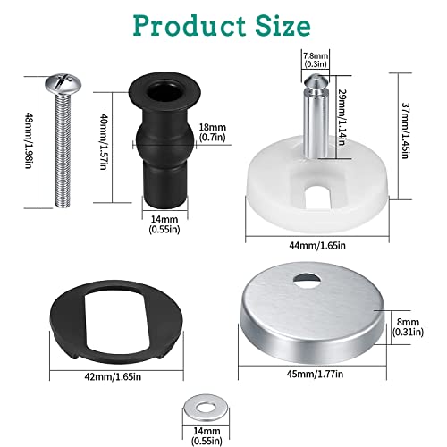 Quick Release Toilet Seat Fixings, Universal Toilet Seat Top Fittings, Quick Release Toilet Seat Hinges for WC Toilet Blind Holes (2 Pack)