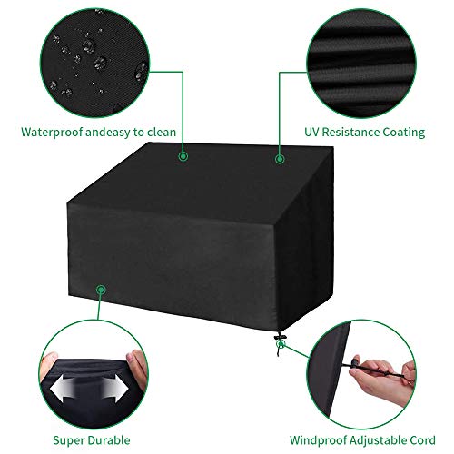 Garden Bench Cover, Waterproof 2 Seater Outdoor Bench Seat Covers Heavy Duty Windproof Patio Furniture Cover, Anti-UV Tear Resistant 210D Oxford