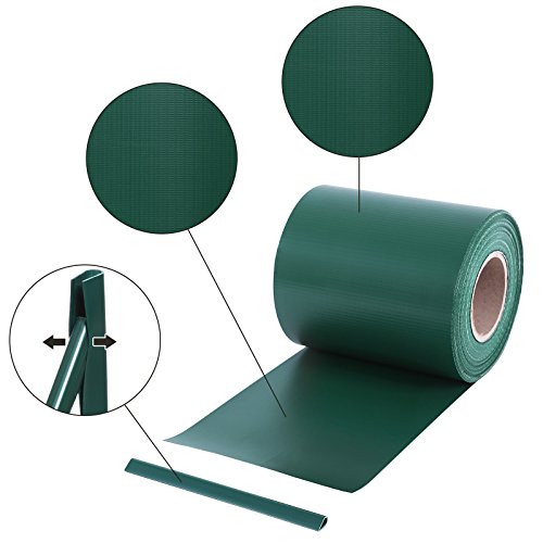 SONGMICS, Green PVC Privacy, Garden Fence Stripe, 0.19 x 40 m Roll Opaque, Decorative Balcony Screen, UV Resistant Sunscreen Cover, 25 Mounting C