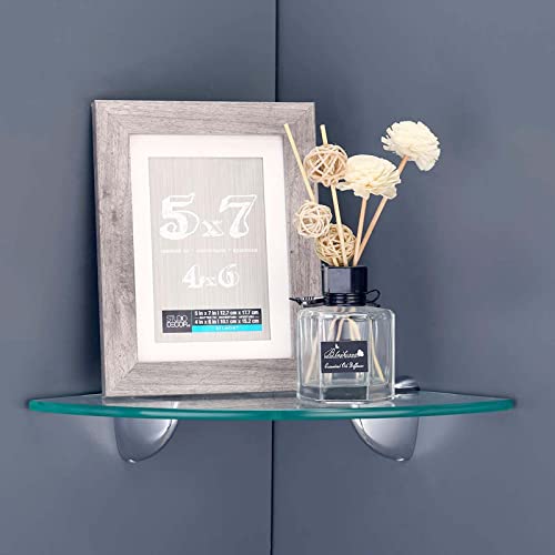 KES Shower Corner Glass Shelf 8MM Thick Tempered Glass, Bathroom Shelves Wall Mounted Triangular Polished Chrome Bracket, BGS3100