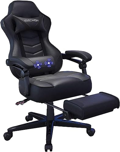 Fullwatt Racing Gaming Chair for adults with Footrest and Massage Lumbar Pillow, Swivel Height Adjustable Reclining PU Leather Video Game Chair,