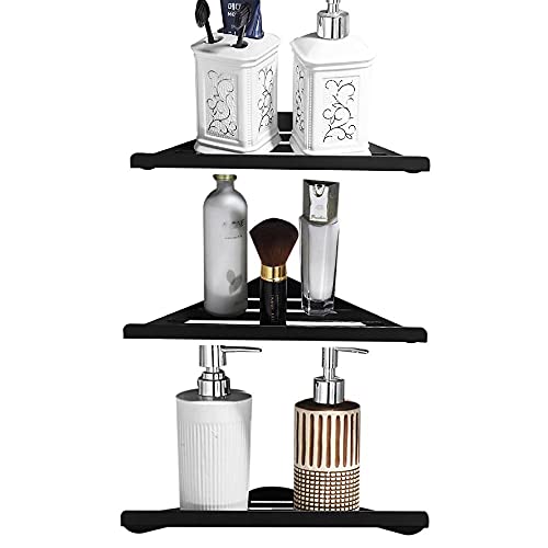 FVRTFT Shower Shelf Stainless Steel Shower Shelves Corner Bathroom Shelving Self Adhesive Wall Mounted No Drilling for bathroom toilet-silver_1 t