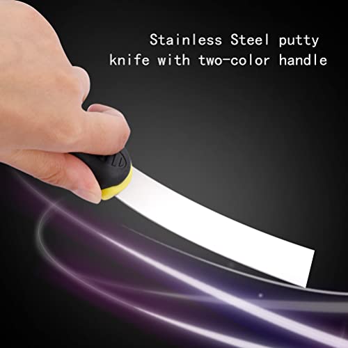 kuou 3 Pcs Wallpaper Scraper, Stainless Steel Paint Scraper Tool Plaster Scraper Set Wall Filler Tool Putty Scraper Set for Wall Decoration-1/1.5