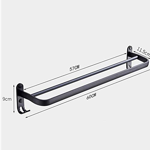 RSOCHS Towel Rack Wall-mounted Towel Rack, Bathroom Aluminum Black Towel Rail Track Matte Black Towel Rack