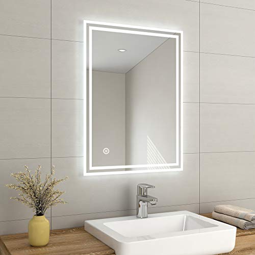 EMKE 500 x 700 mm Illuminated LED Bathroom Mirror LED Mirrors Light with Touch Control Switch + Demister