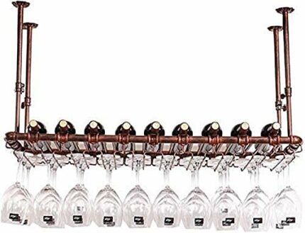 OUSIKA Wine Racks,Wine Lovers/Wall Wine Glass Rack/Ceiling Mounted Hanging Wine Bottle Holder Metal Iron Wine Glass Holder High Cup Holder/Adjust