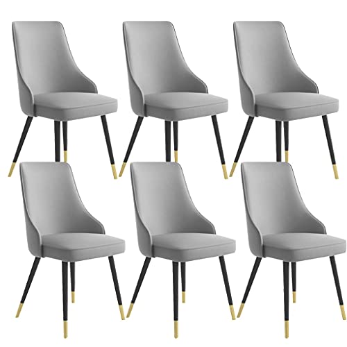 Kitchen Dining Room Furniture Chairs Dining Chairs Set Of 6 Living Room Side Chairs Water Proof PU Leather Kitchen Chairs with Metal Legs Kitchen