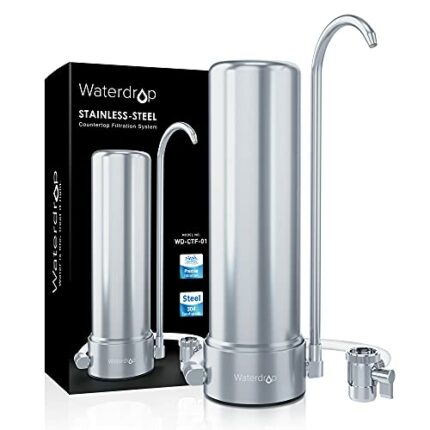 Waterdrop WD-CTF-01 Countertop Water Filter, 5-Stage Stainless Steel Countertop Filter System, 8000 Gallons Faucet Water Filter, Reduces 99% of C
