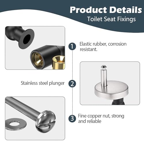 Quick Release Toilet Seat Fixings, YTOOK 6Pcs Universal Toilet Seat Hinges for WC Toilet Blind Holes