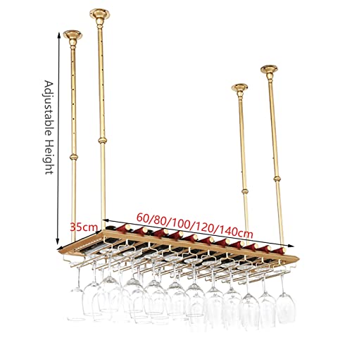 EMISOO Wine Racks Ceiling-Type Wine Bottle Holder, Hanging Wine Glass Racks Goblet Stemware Shelf Wine Storage Display Racks Adjustable Height, G