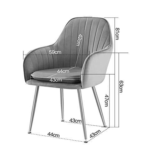 Modern Kitchen Dining Room Chairs Living Room Kitchen Velvet Dining Chairs With Arms Rest Back Support Golden Metal Legs (Color : Dark grey)