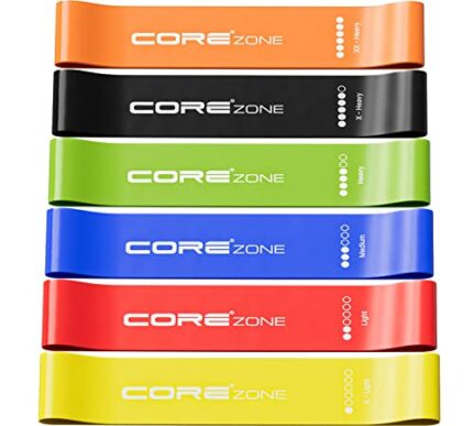 COREZONE Resistance Bands Set of 6 | Home Gym Exercise Workout Bands for Butt, Leg, Glute, Yoga, Pilates, CrossFit, Fitness, Physical Therapy, St