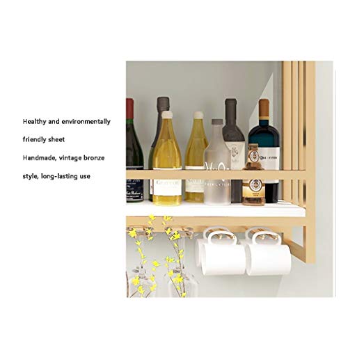 EYLINK Creative wall wine display rack, hanging wine rack, rack,Nordic wrought iron, solid wood wine rack, wall hanging wine cabinet (Color : Gol