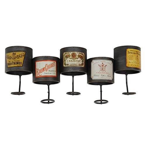 EYLINK Wine Racks,Vintage Wine Rack Wall Holder for 5 Bottles Free Standing Metal | Loft Vintage Wall Shelf Storage Rack Wall-Mounted | Cube Wine