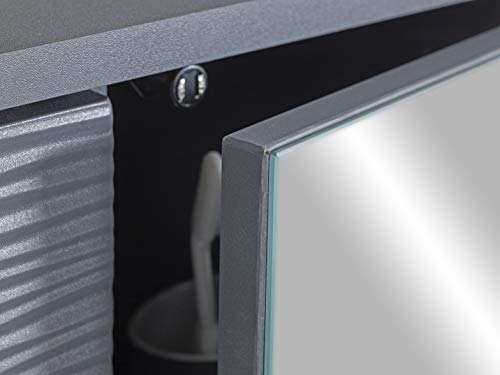 House & Homestyle Jessie Grey Ripple Mirror Cabinet, Particleboard-15mm Particleboard-3mm Particleboard-30mm Nominal MDF/Particleboard with Textu