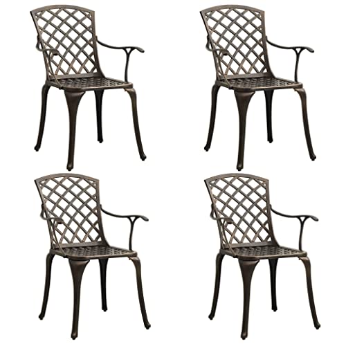 vidaXL Biatro Set 5 Piece Outdoor Furniture Set Balcony Bistro Table and Chairs Patio Garden Balcony Table Seats Furniture Cast Aluminium Bronze
