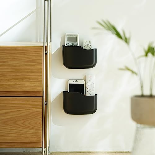 SUNFICON 2 Pack Adhesive Remote Control Holder Wall Mount Media Player Controller Holder Universal TV Remote Organiser Caddy Box Hollow Bottom Ea