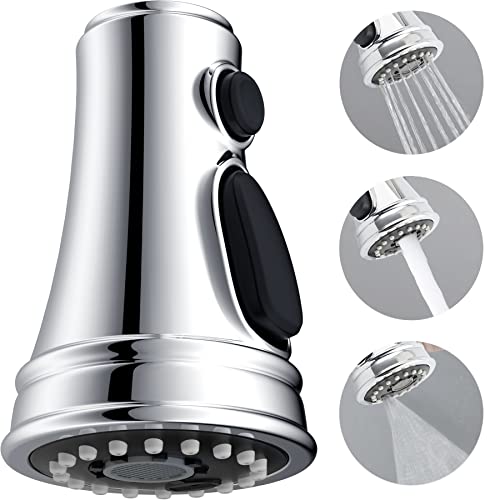 Hibbent Kitchen Faucet Head Replacement, Pull Down Kitchen Spray Head with 9 Adapters, 3-Function Kitchen Sink Spray Nozzle Compatible withMost F
