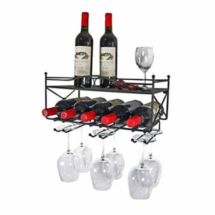 NEOCHY Wine Rack Metal Modern Wall-Mounted Wine Bottle Display Stand Home Kitchen and Bar Decoration Storage Display Stand