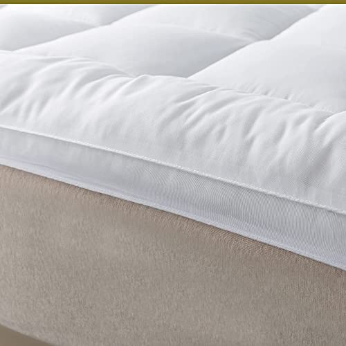 Naluka Mattress Topper Short Queen Size, Down Alternative Featherbed Microfiber Mattress Pad 2 Inch Thick Mattress Cover…
