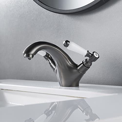 Dual Lever Basin Mixer taps,Luckyhome Bathroom Sink Mixer taps Chrome hot and Cold Faucet Solid Brass Valve Body